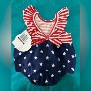 Koala Kids newborn romper July 4 patriotic American flag Stars and Stripes